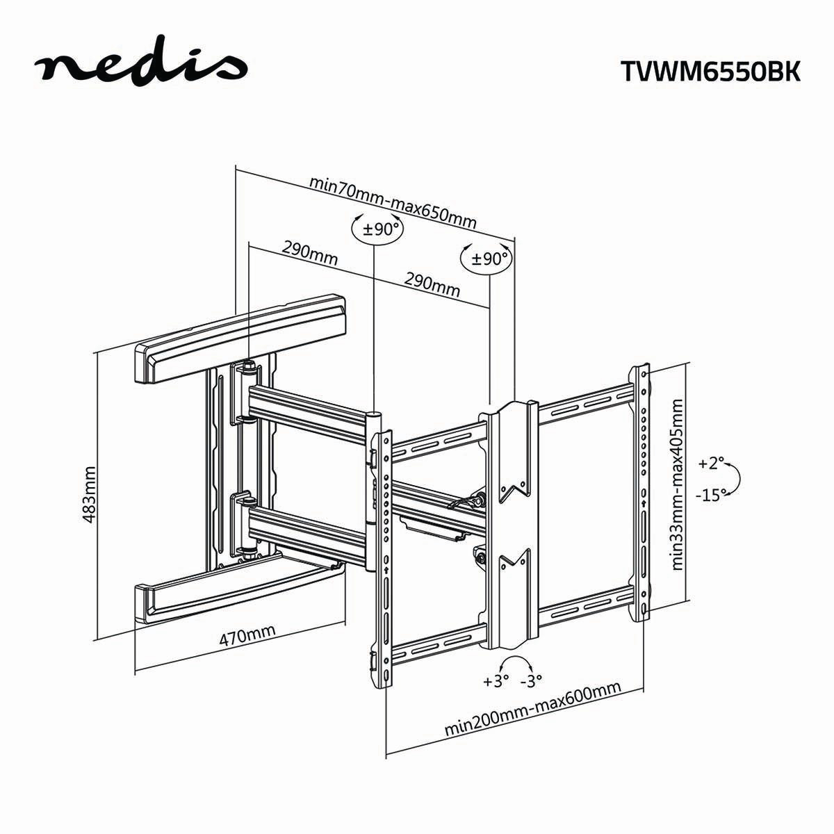 Поворотный кронштейн Nedis TVWM 6550 BK