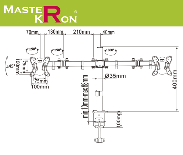 Кронштейн на 2 монитора MasterKron UDT07-C024