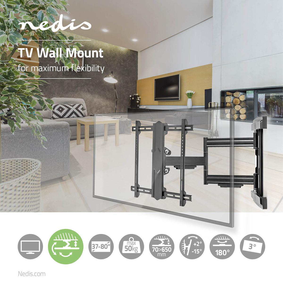 Поворотный кронштейн Nedis TVWM 6550 BK