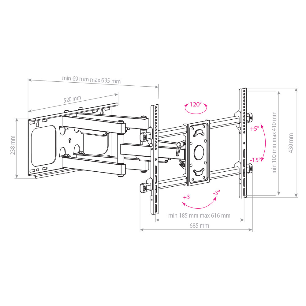 Кронштейн ARM MEDIA PARAMOUNT-70 черный
