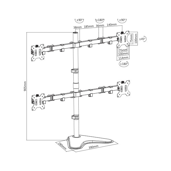 Кронштейн настольный для 4-х мониторов SBOX TV MOUNT LCD-F048