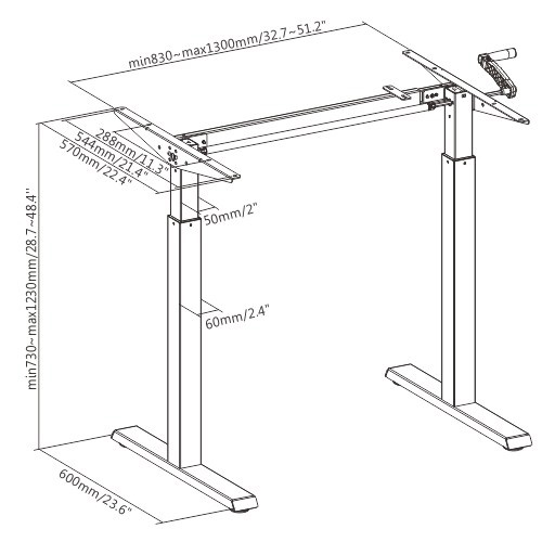 Каркас регулируемый Ergosmart Manual Desk Compact