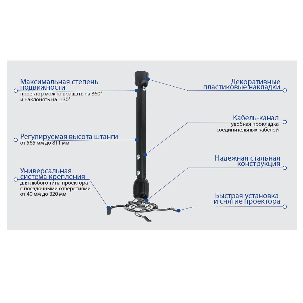 Кронштейн KROMAX PROJECTOR-400 BLACK