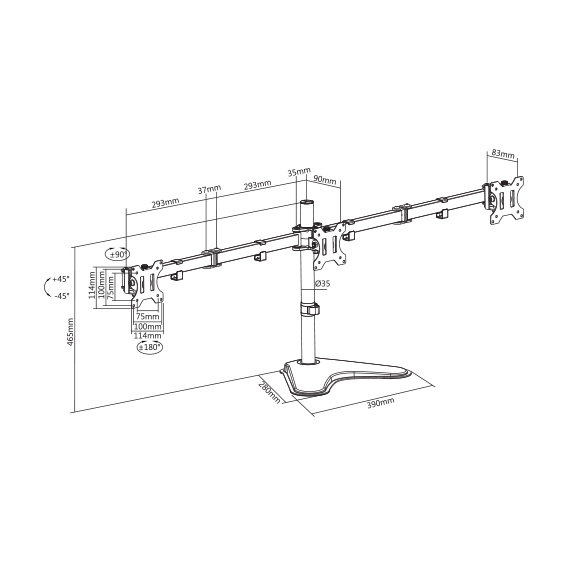 Кронштейн настольный для 3-х мониторов SBOX TV MOUNT LCD-F036