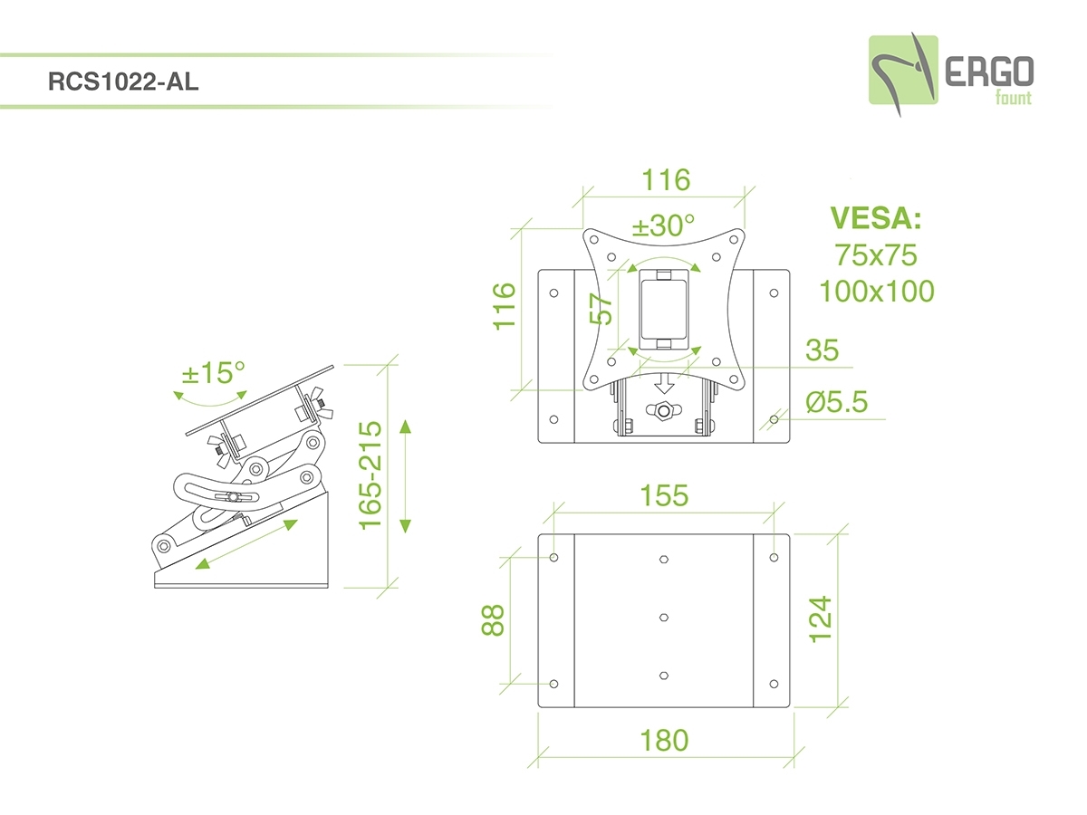 Крепление для монитора ErgoFount RCS1022-AL