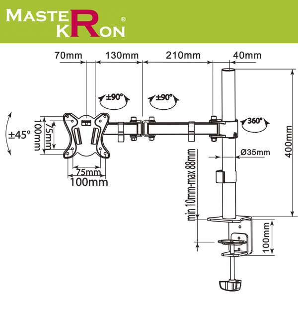 Кронштейн для монитора MasterKron UDT07-C012