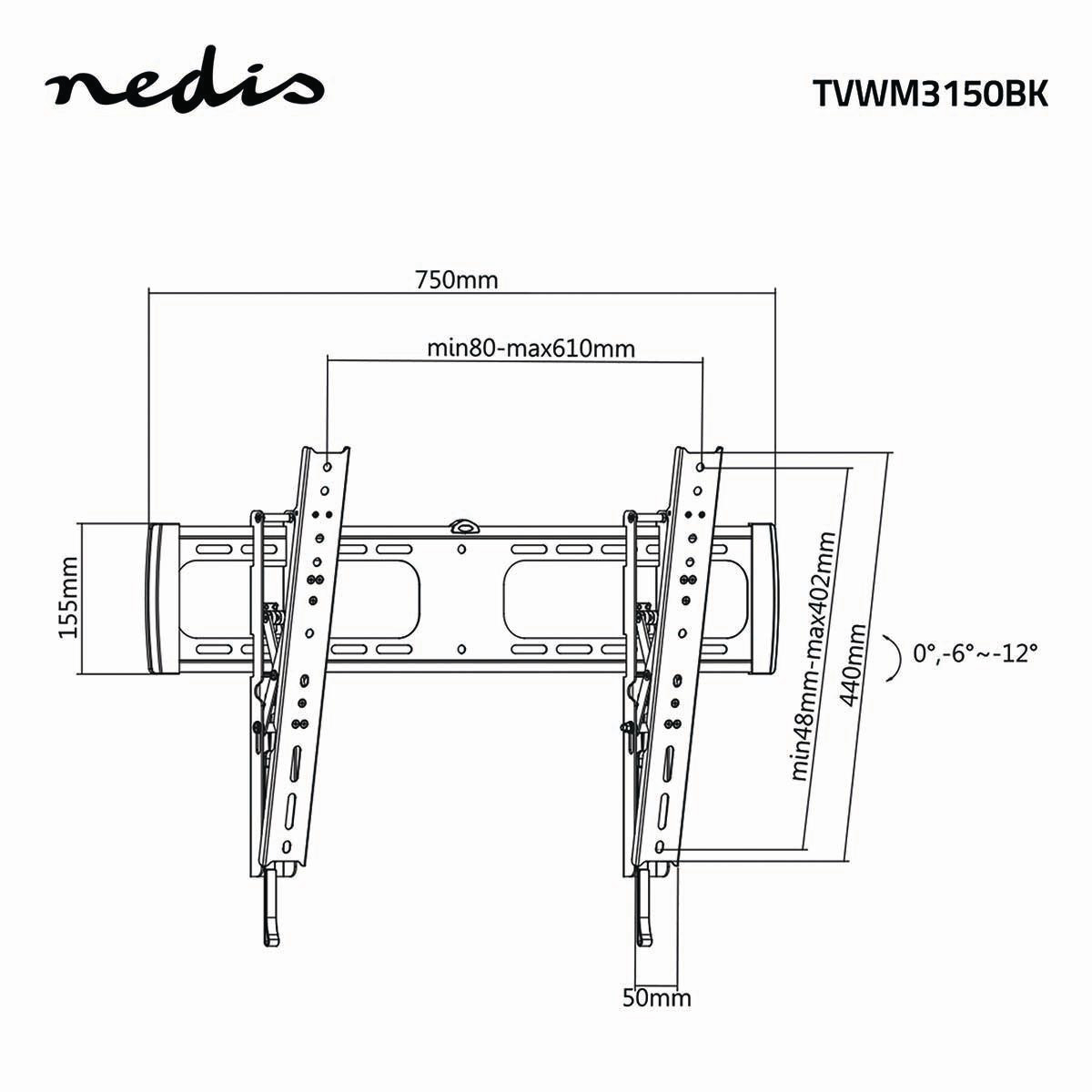 Наклонный кронштейн Nedis TVWM 3150 BK