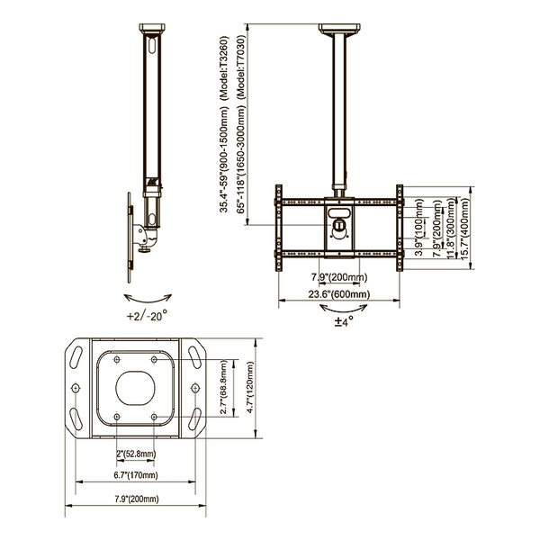 Потолочный кронштейн для телевизора NB T7030