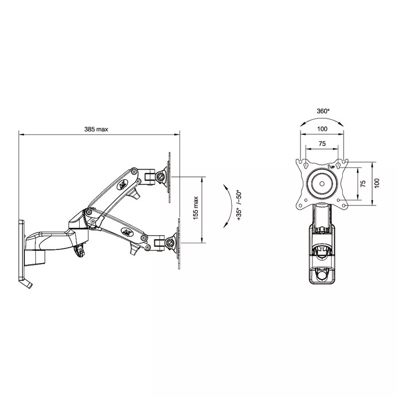 Кронштейн с газлифтом NB F150 серый