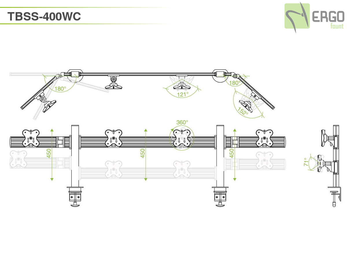 Настольное крепление для 4 мониторов ErgoFount TBSS-400WC