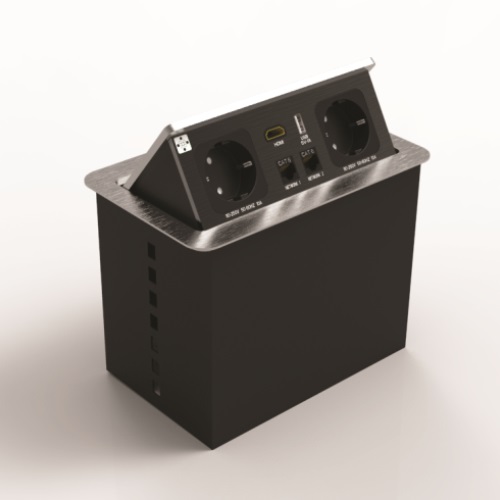 Мультимедийный модуль ASA VersaLINK (2 розетки 220V + 2 RJ45/11 + 1 USB + 1 HDMI) черный