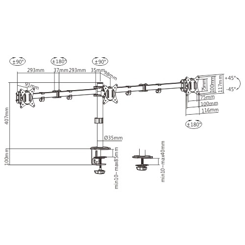 Кронштейн на 3 монитора Gembird MA-D3-01