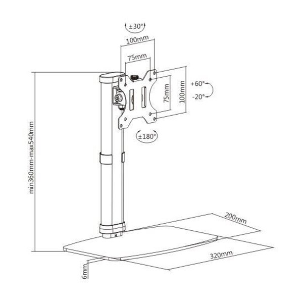Настольный кронштейн для монитора Brateck LDT19-T01