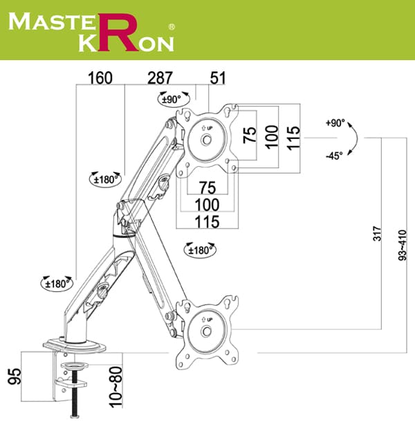 Кронштейн для монитора MasterKron UDT20-C012
