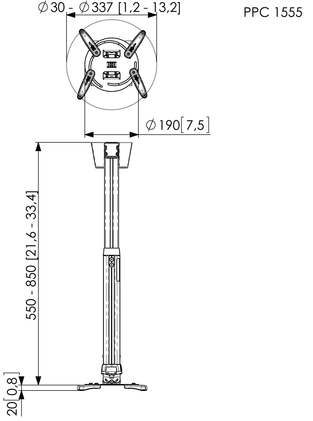 Телескопическое крепление для проектора Vogel's PPC 1555W