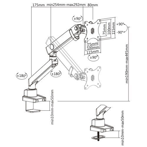 Кронштейн для монитора Ergosmart Spring LDT20-C012