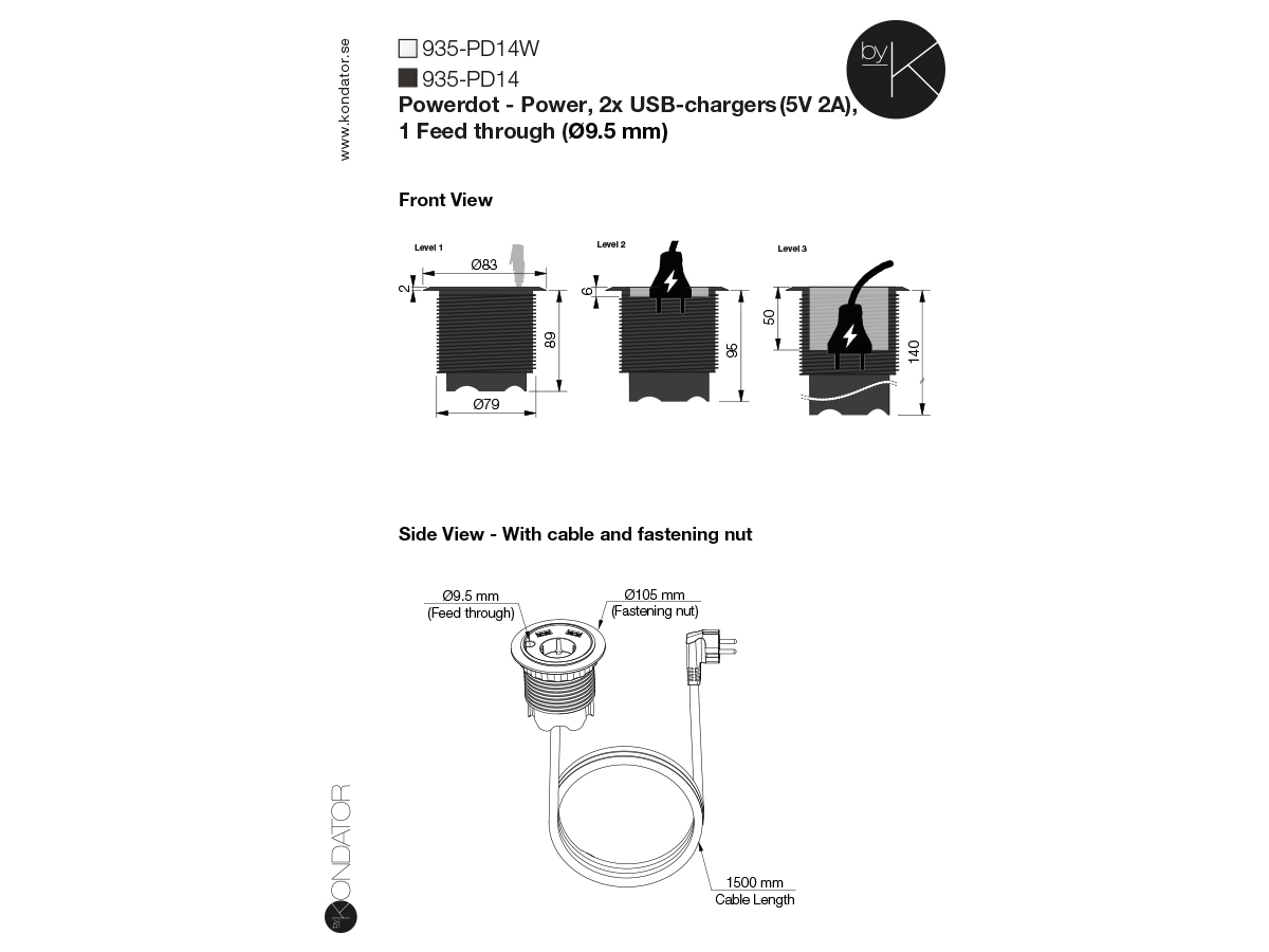 Встраиваемая розетка Kondator Powerdot 935-PD14W