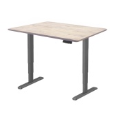 Стол регулируемый Wooden Unique Ergo Desk черный 1200x600x27 Дуб беленый Прямой край