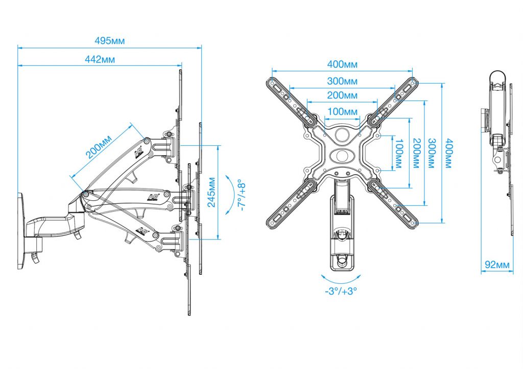 Кронштейн с газлифтом NB F450, черный