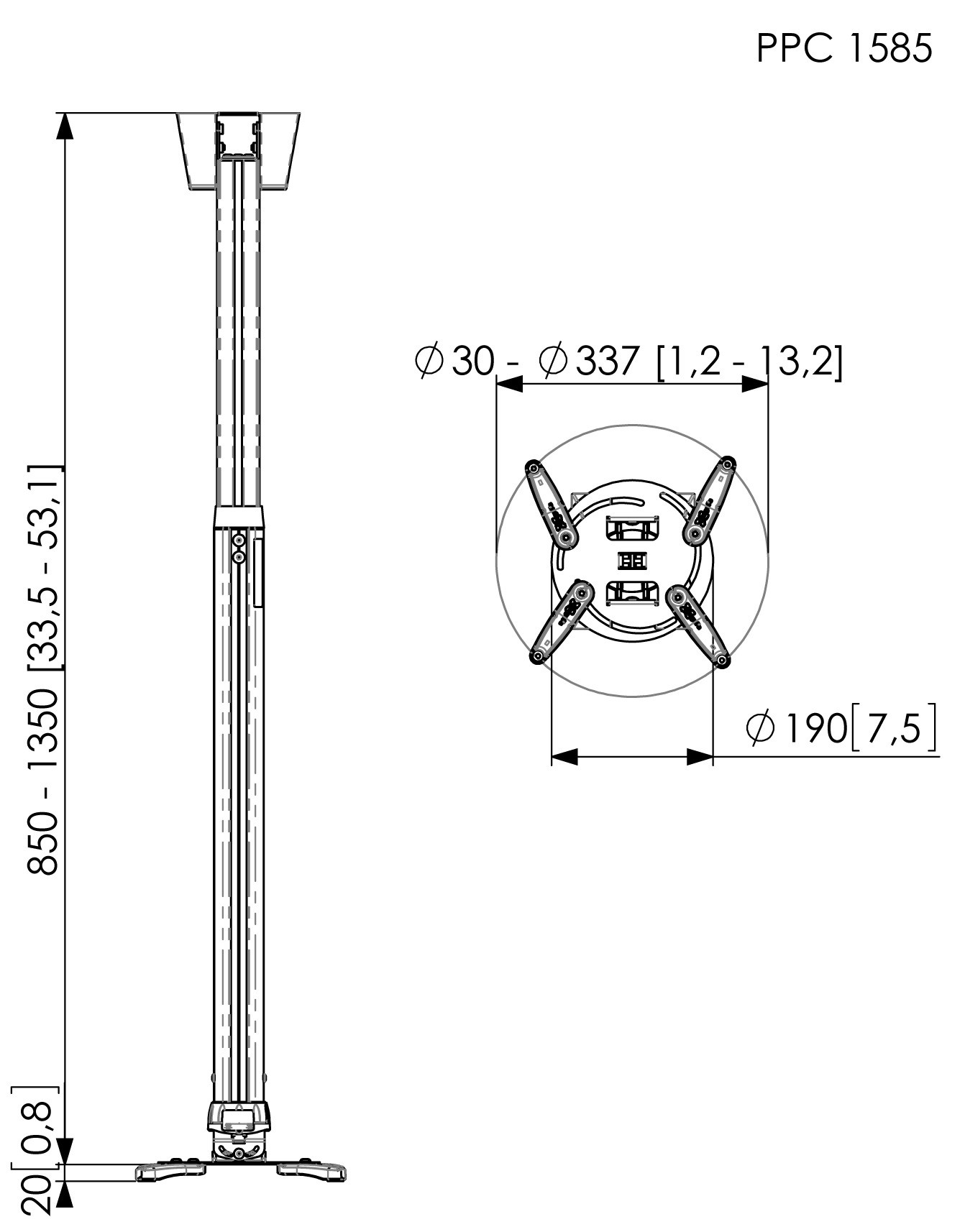 Телескопическое крепление для проектора Vogel's PPC 1585