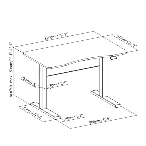 Стол с регулируемой высотой Air Desk (S) Ergosmart