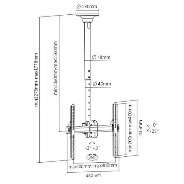 Потолочный кронштейн ITECHmount Celb-54L W