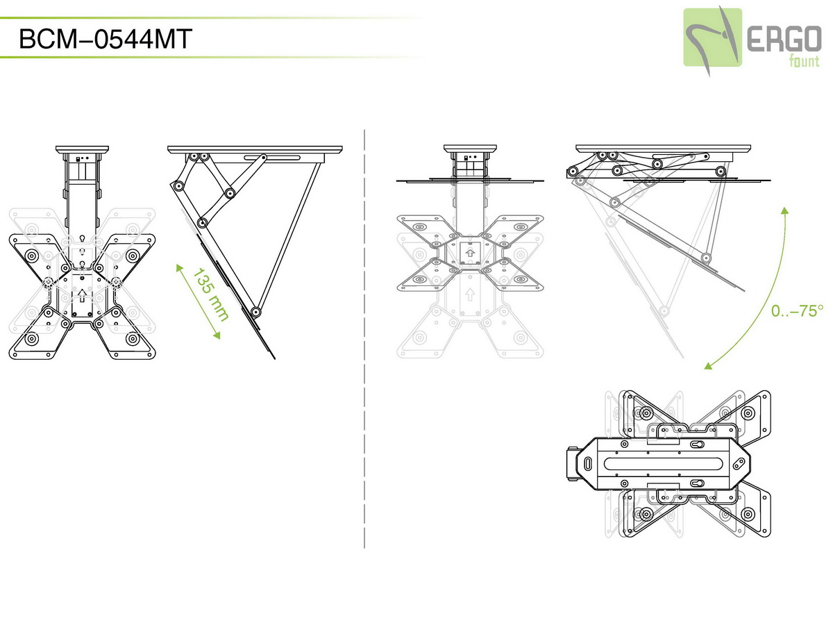 Моторизованный потолочный кронштейн Ergofount BCM-0544MT