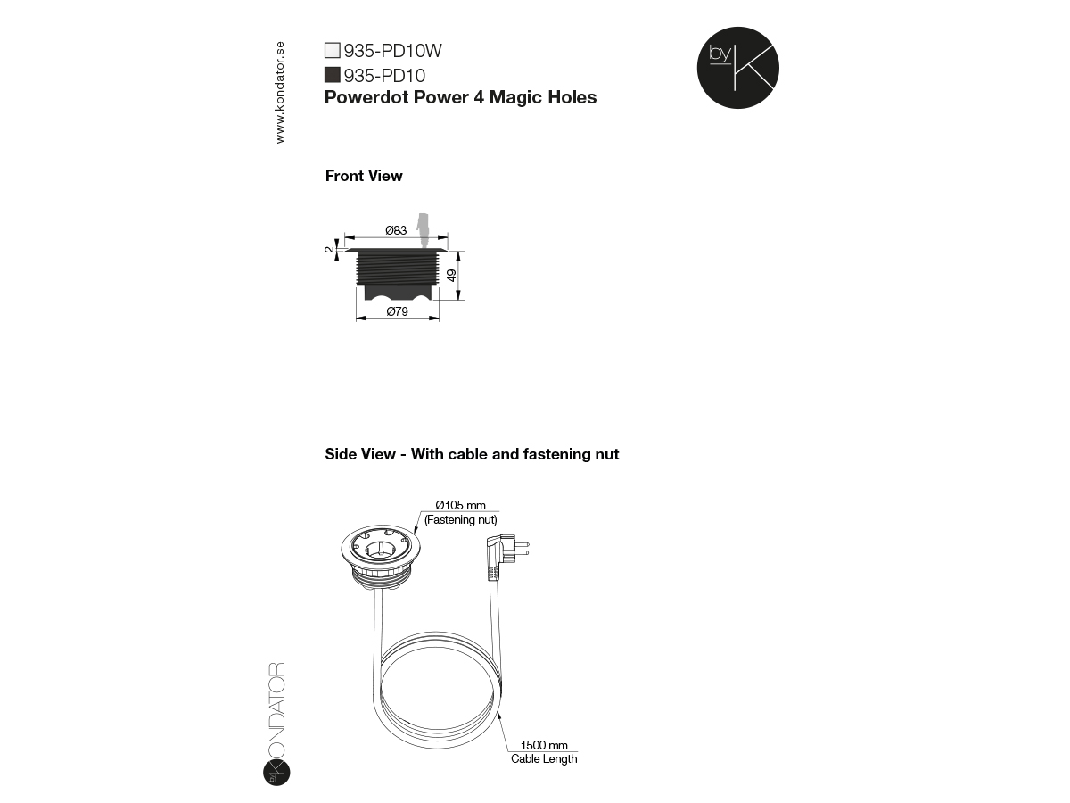 Встраиваемая розетка Kondator Powerdot 935-PD10W