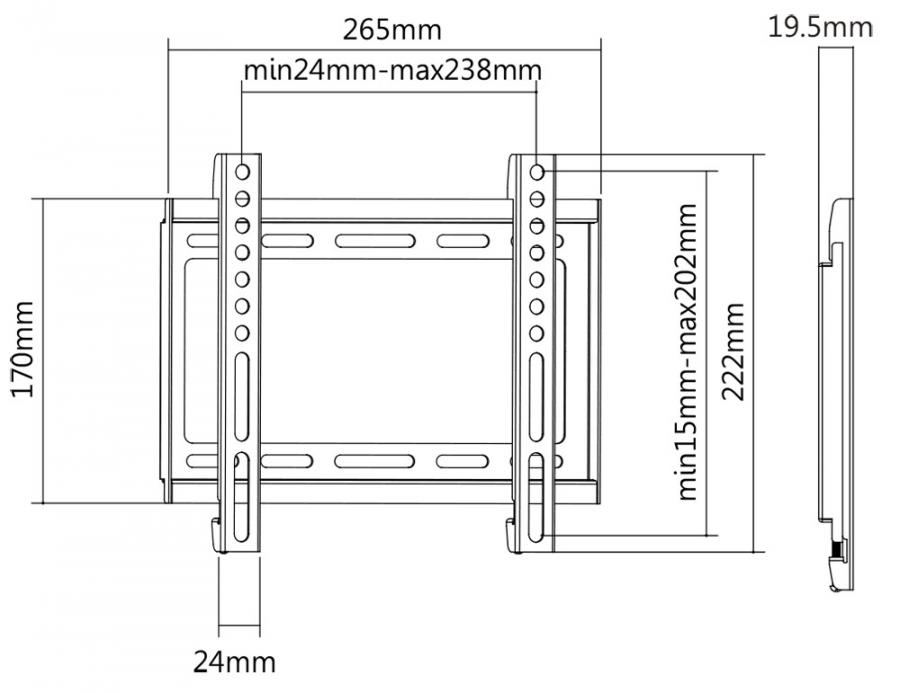 Фиксированный настенный кронштейн для телевизора SBOX PLB-2222F