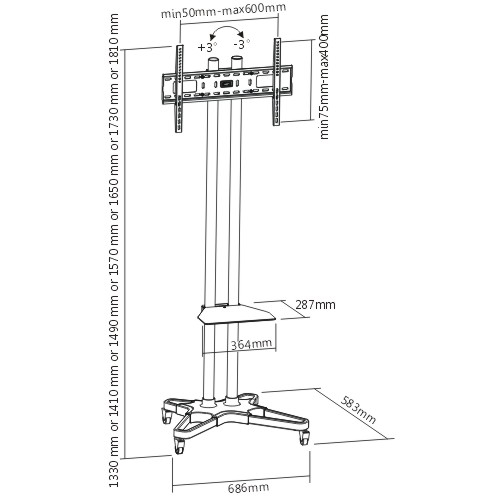 Мобильная стойка для ТВ 70" Armmedia PT-STAND 2