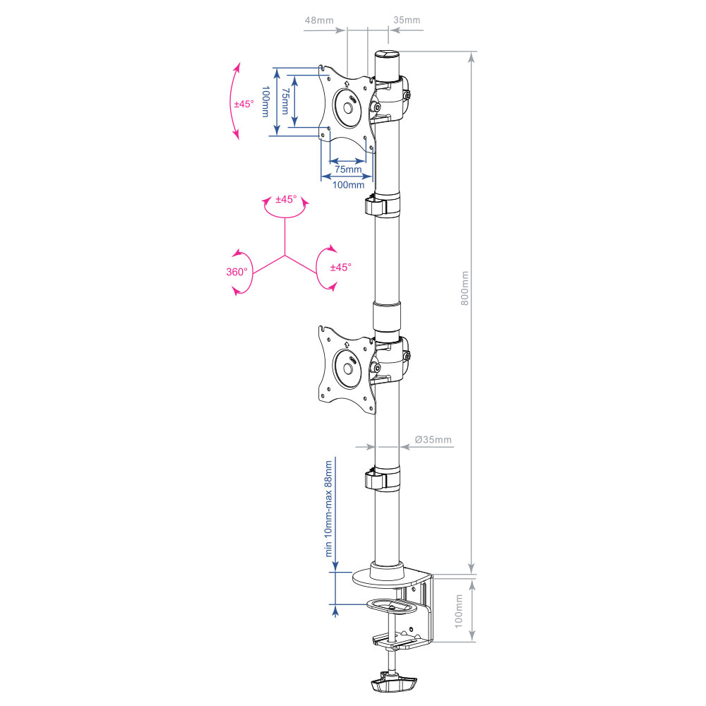 Кронштейн на два монитора ARM MEDIA LCD-T43