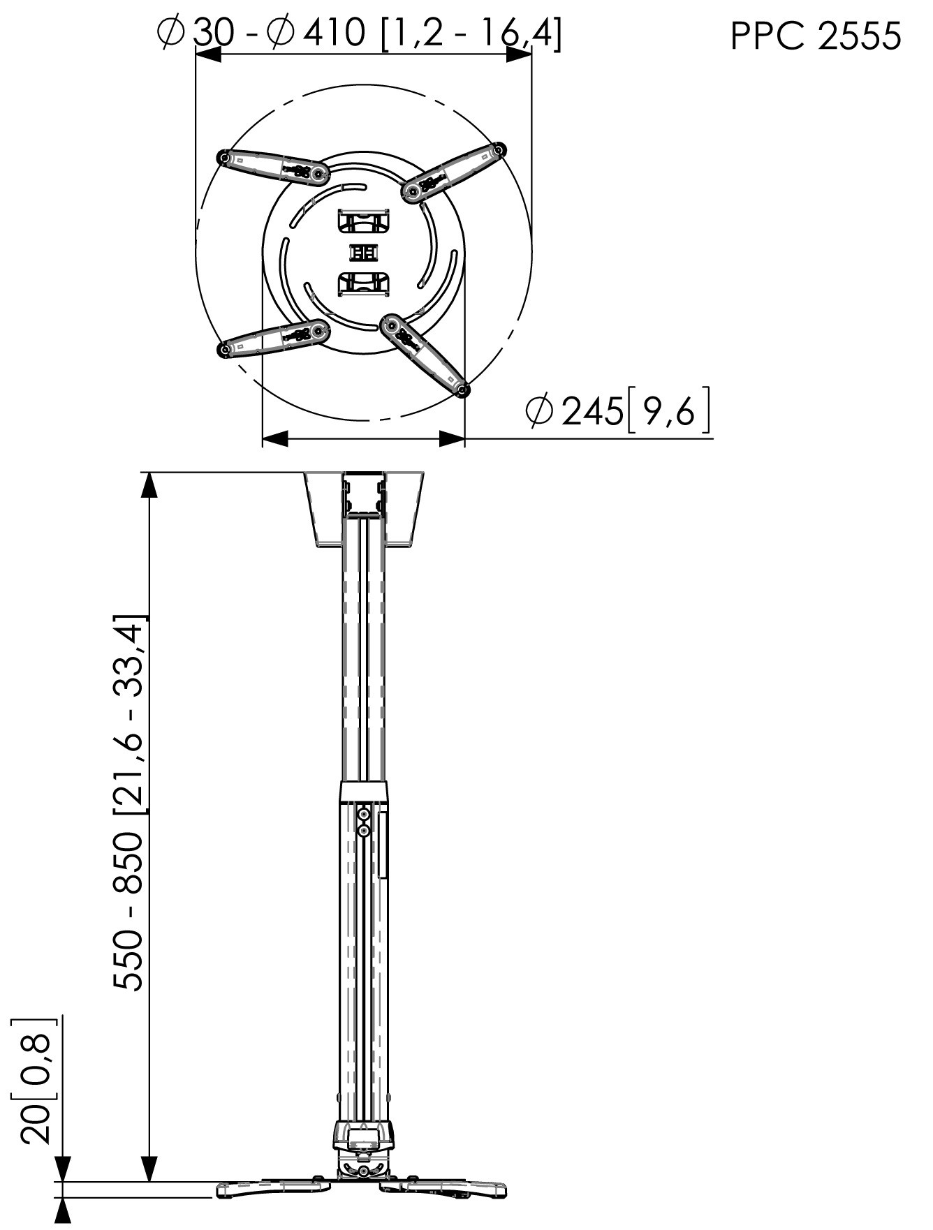 Телескопическое крепление для проектора Vogel's PPC 2555