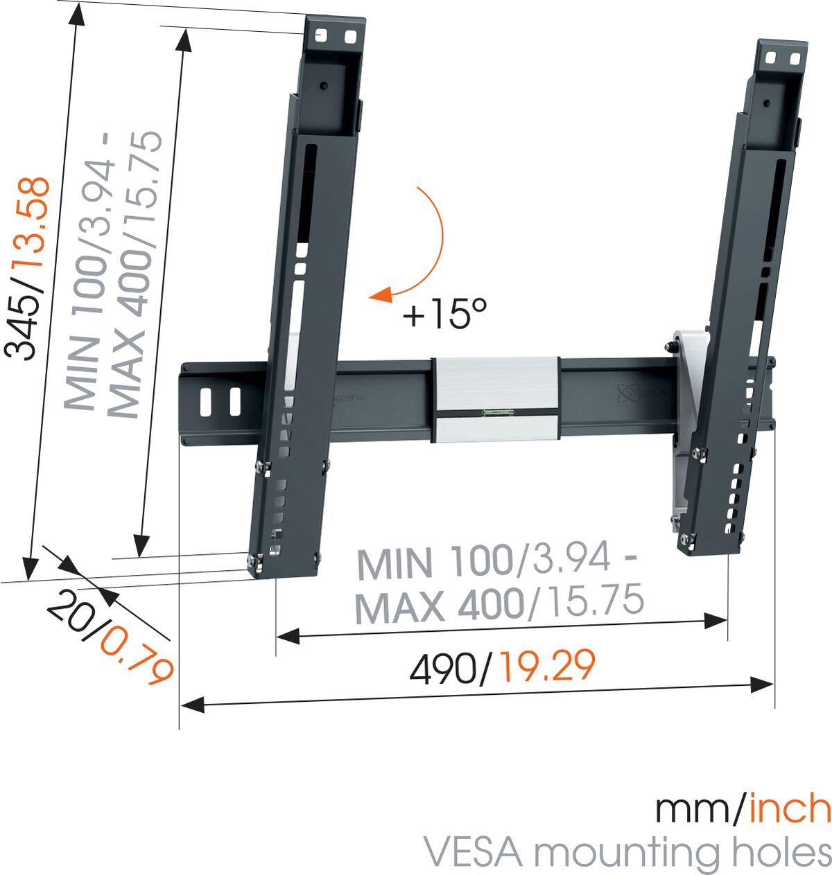 Настенный наклонный кронштейн для телевизора Vogel's THIN 415