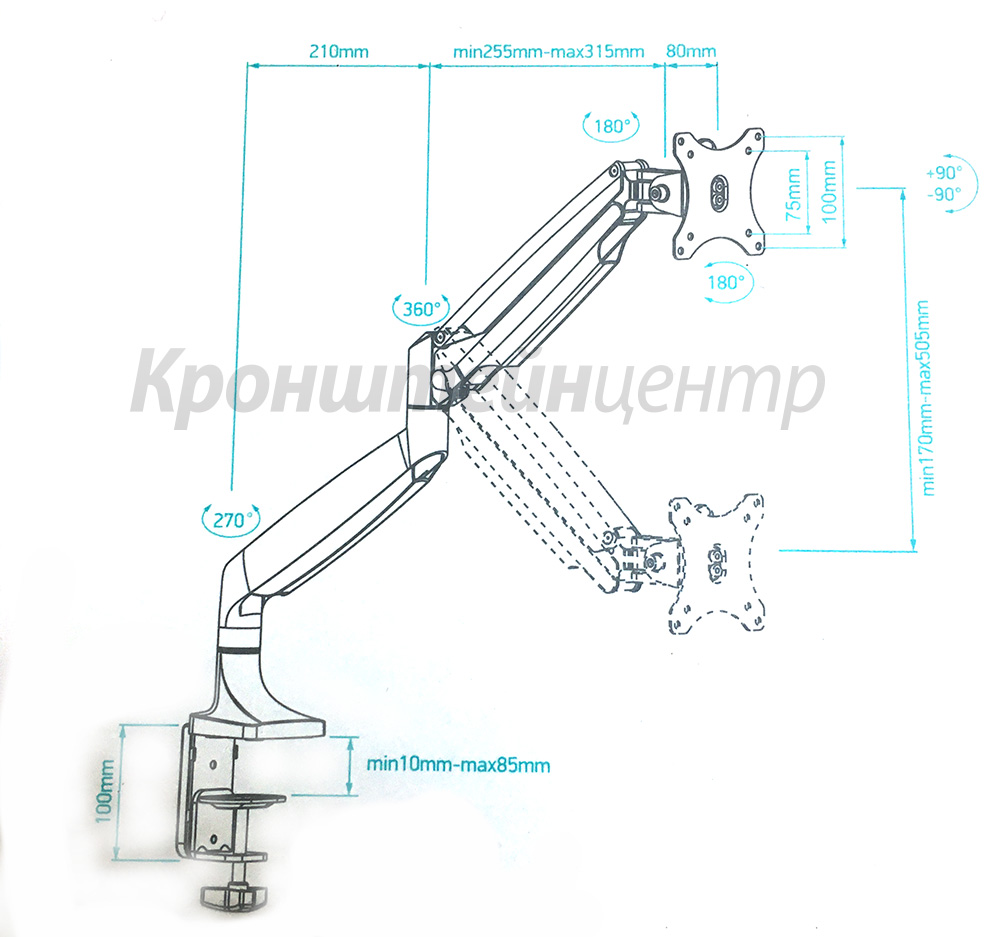Кронштейн для монитора Onkron G100 черный